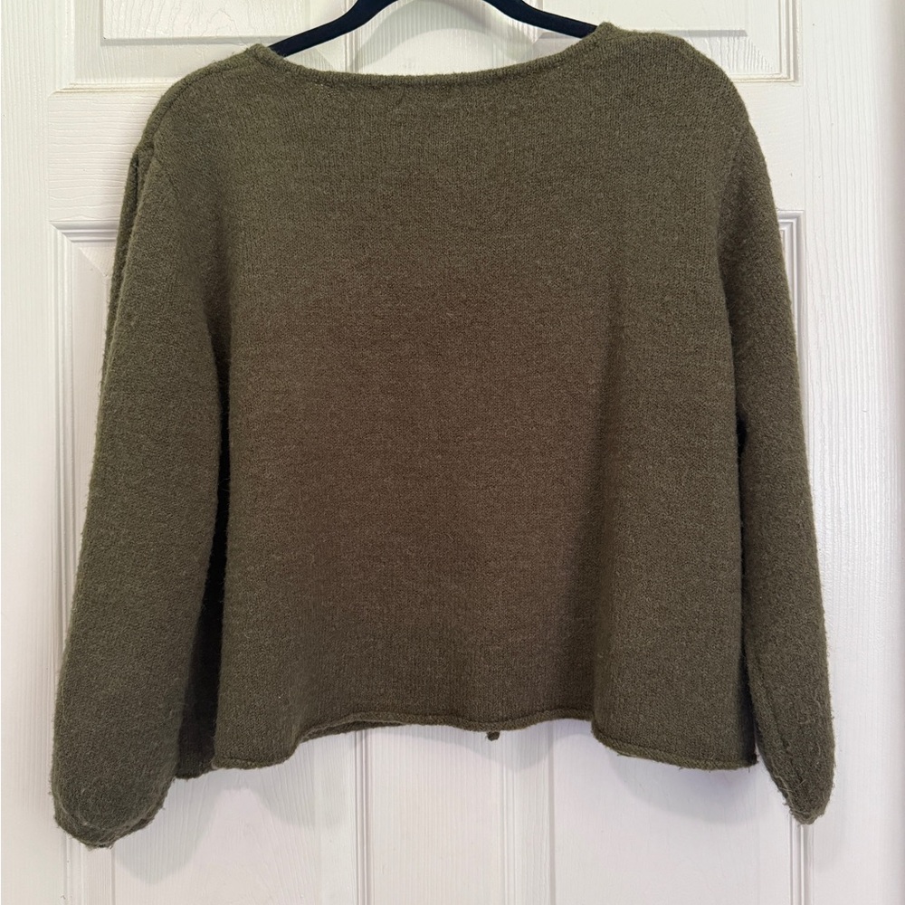 Moss Green Open-Front Women’s Sweater Cardigan - Picture 2 of 13